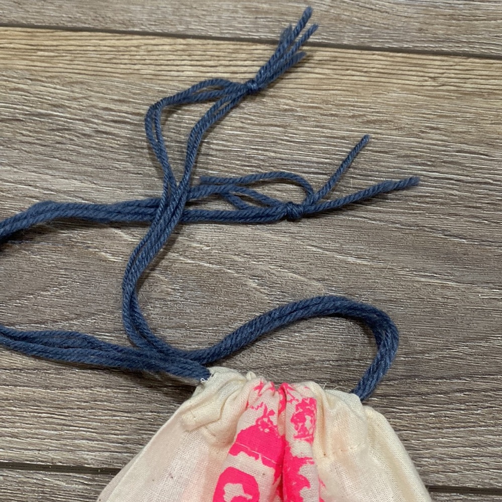 FREE PEOPLE Pink White Cotton Muslin Small Drawstring Bag - Picture 3 of 8